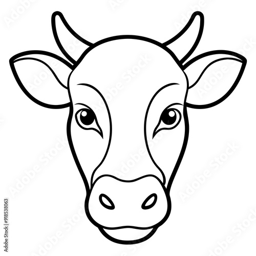 Best Cow  Head  line art  vector, Silhouette, illustration.
