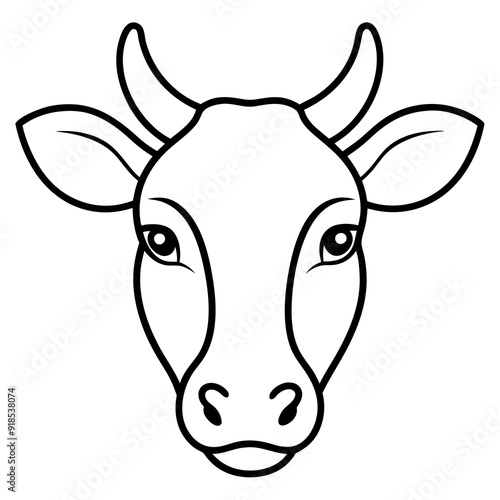 Best Cow  Head  line art  vector, Silhouette, illustration.
