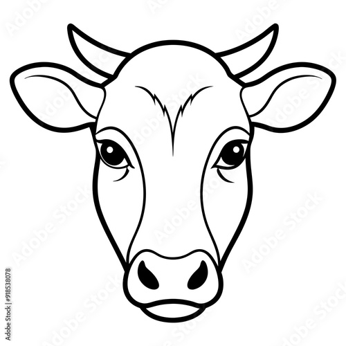 Best Cow  Head  line art  vector, Silhouette, illustration.
