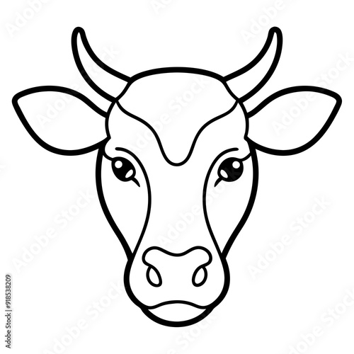 Best Cow  Head  line art  vector, Silhouette, illustration.
