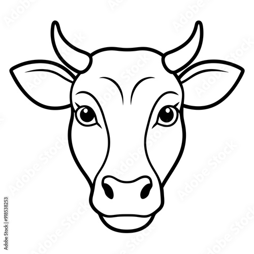 Best Cow  Head  line art  vector, Silhouette, illustration.
