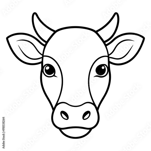 Best Cow  Head  line art  vector, Silhouette, illustration.
