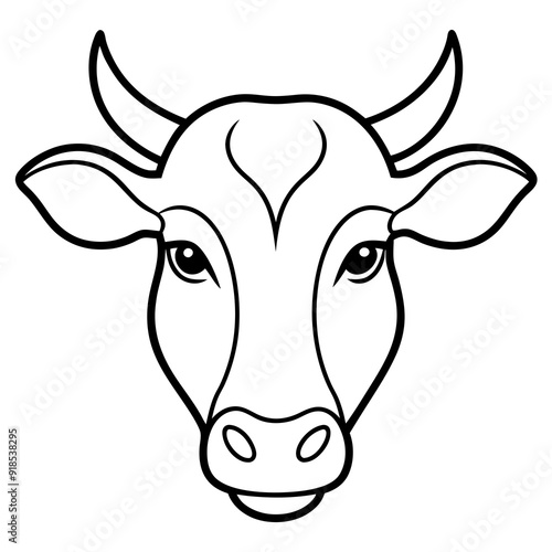 Best Cow  Head  line art  vector, Silhouette, illustration.
