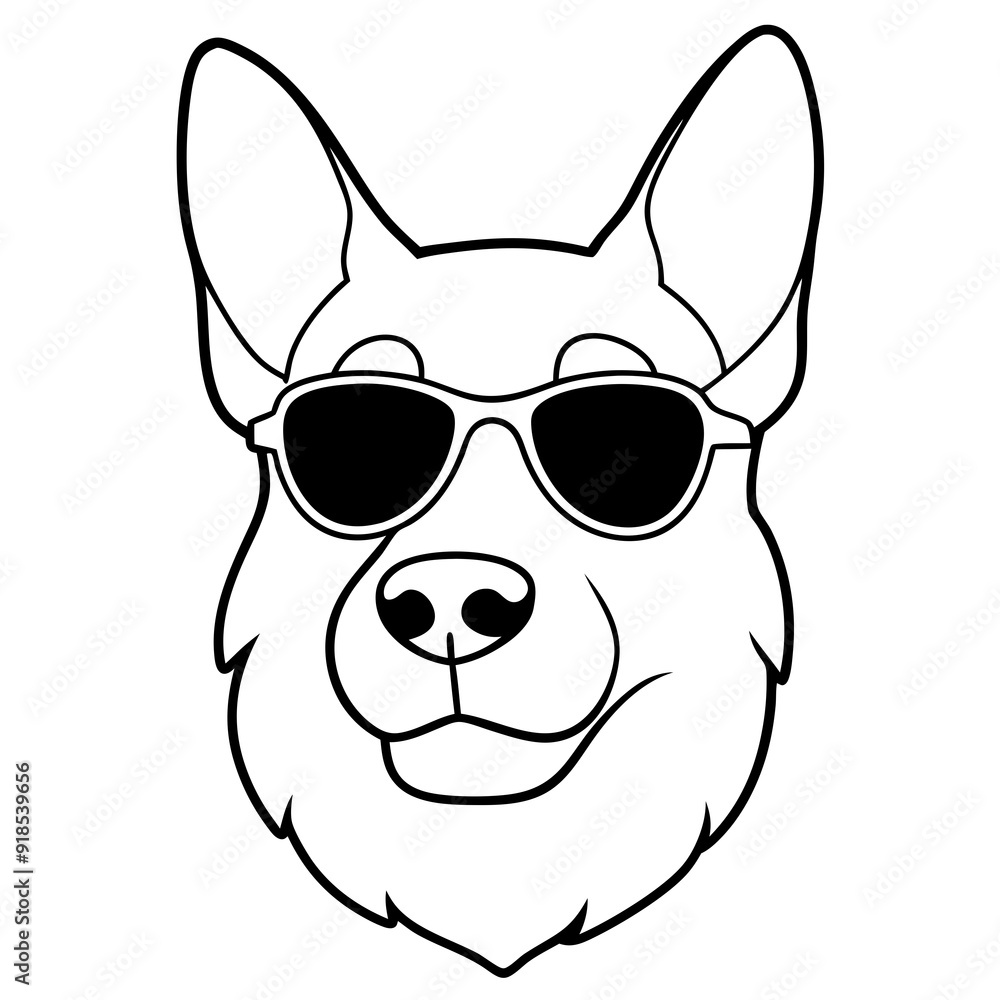 Best Dog Head line art, vector, Silhouette, illustration Best Dog Head line art, vector, Silhouette, illustration