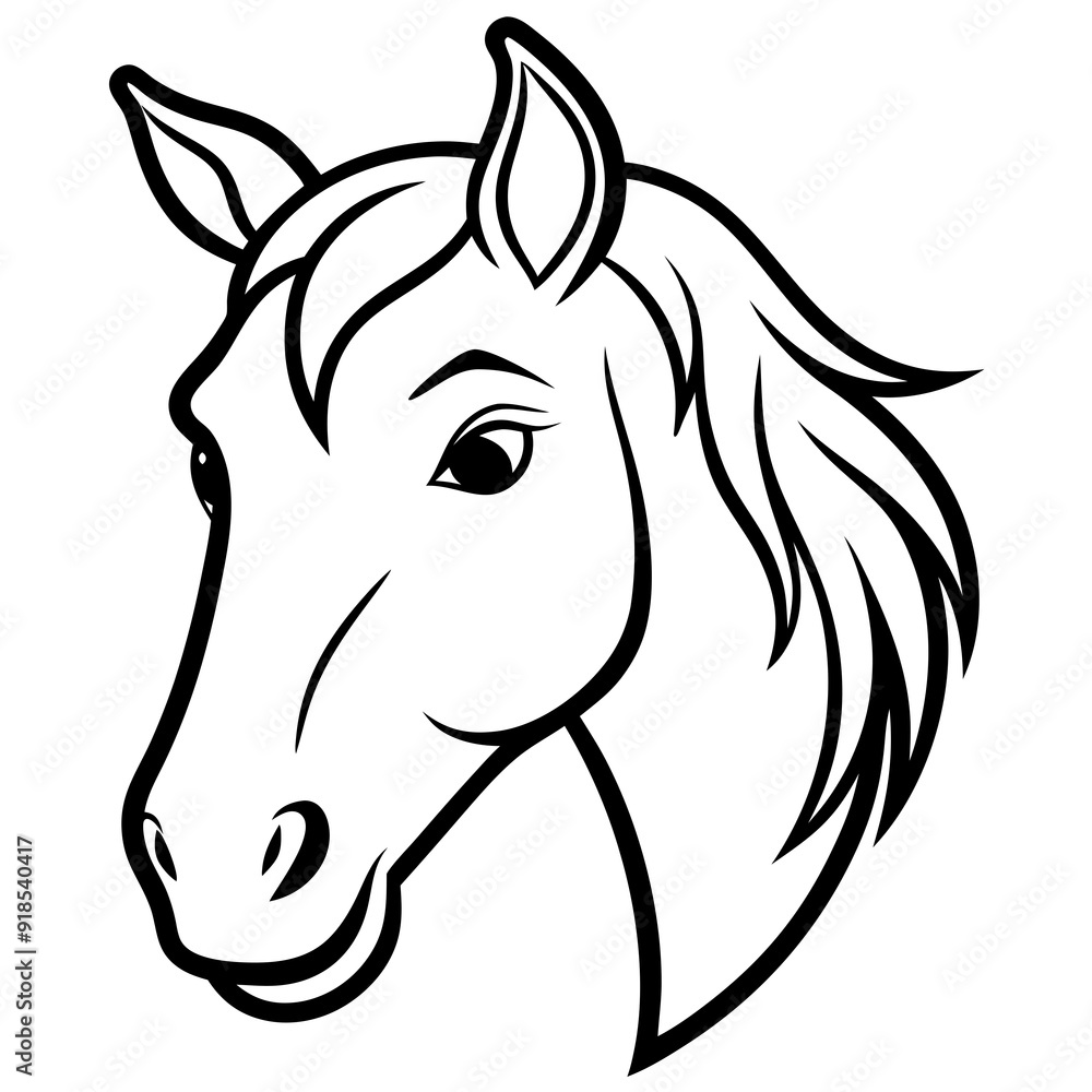 Best Horse Head, line art ,vector, Silhouette, illustration Best Horse Head, line art ,vector, Silhouette, illustration