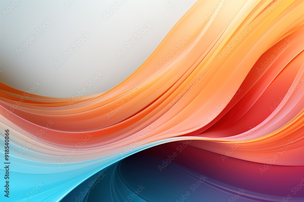Fototapeta premium Abstract background with curved lines in orange, blue, and red hues.
