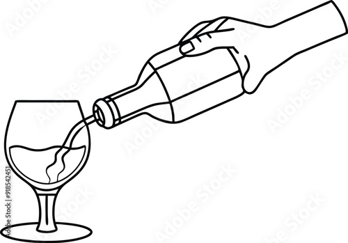 Hand Pouring Wine Into Glass Illustration Vector