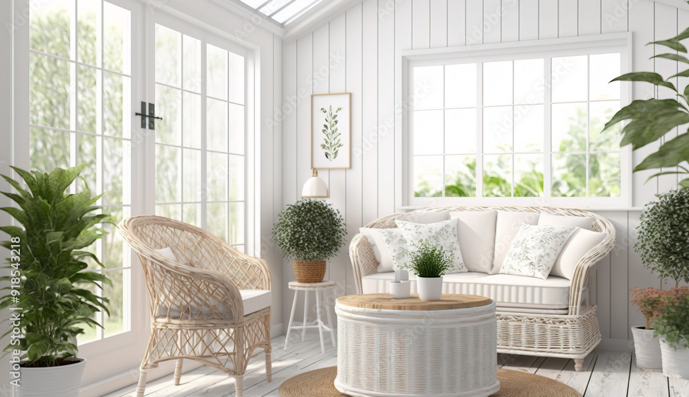 Fototapeta premium Beautiful A bright and airy sunroom