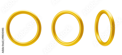 Vector gold ring frame. Round banner. Isolated on a black transparent background. Vector illustration