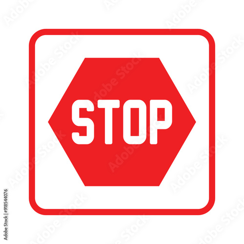 Stop icon. Traffic regulatory warning stop symbol. Red vector stop around the edge on white background. Vector prohibiting design illustration.