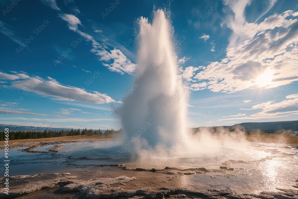 Great geysir erupting by water and steam Great geysir erupting by water and steam