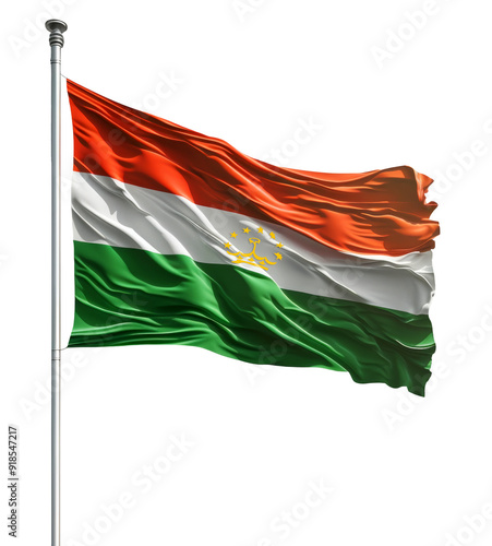 Tajikistan flag waving glorious on a flagpole photo