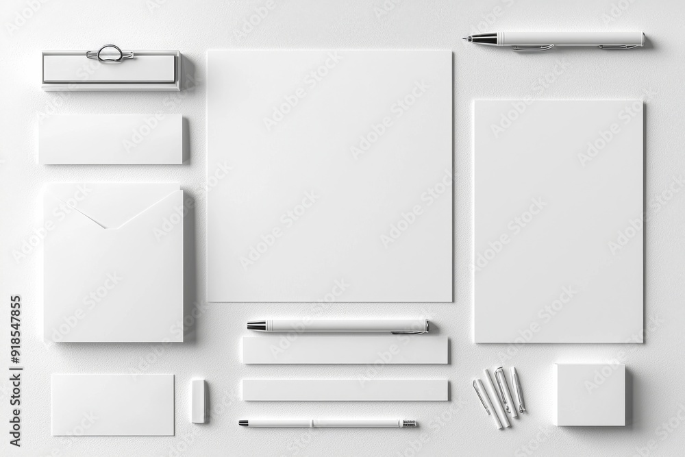 Realistic blank stationery set mockup isolated created with generative ai Realistic blank stationery set mockup isolated created with generative ai