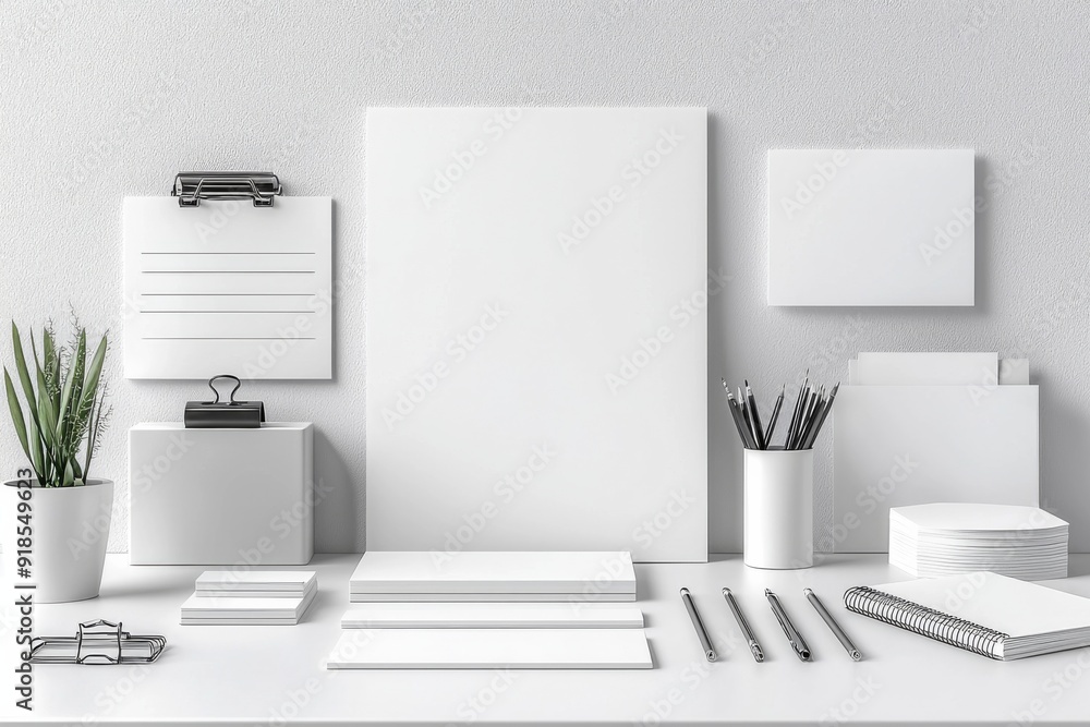 Realistic blank stationery set mockup isolated created with generative ai Realistic blank stationery set mockup isolated created with generative ai