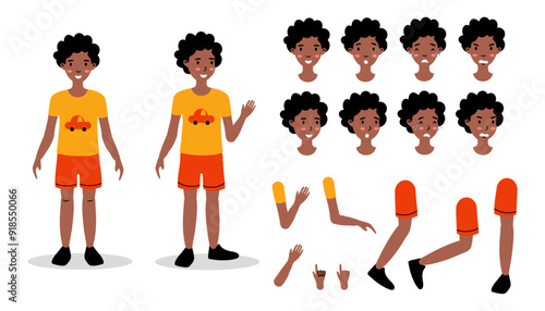 A collection of character design elements featuring a walking elderly man with various expressions 