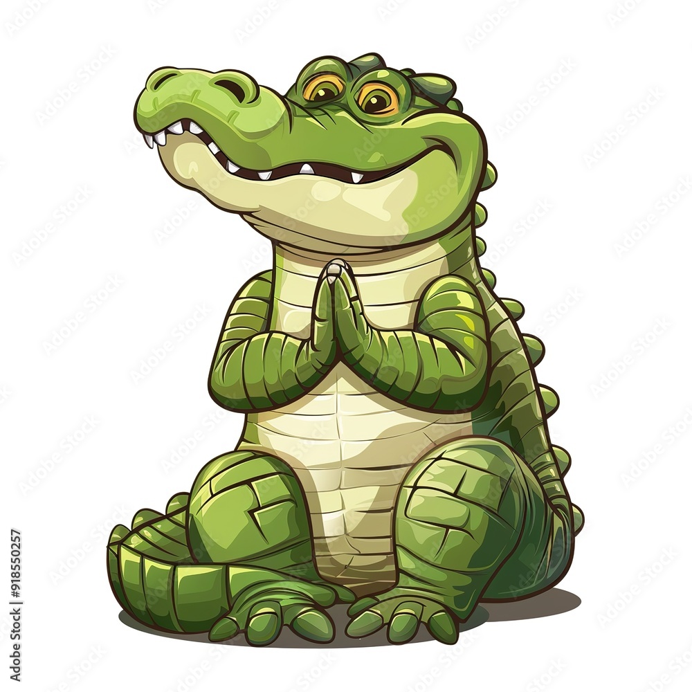 Fototapeta premium Alligator Gratitude emotion fantasy animal cartoon isolated whitebackground