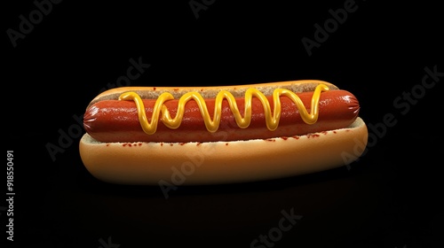 Hotdog Isolated on black Background. AI generated