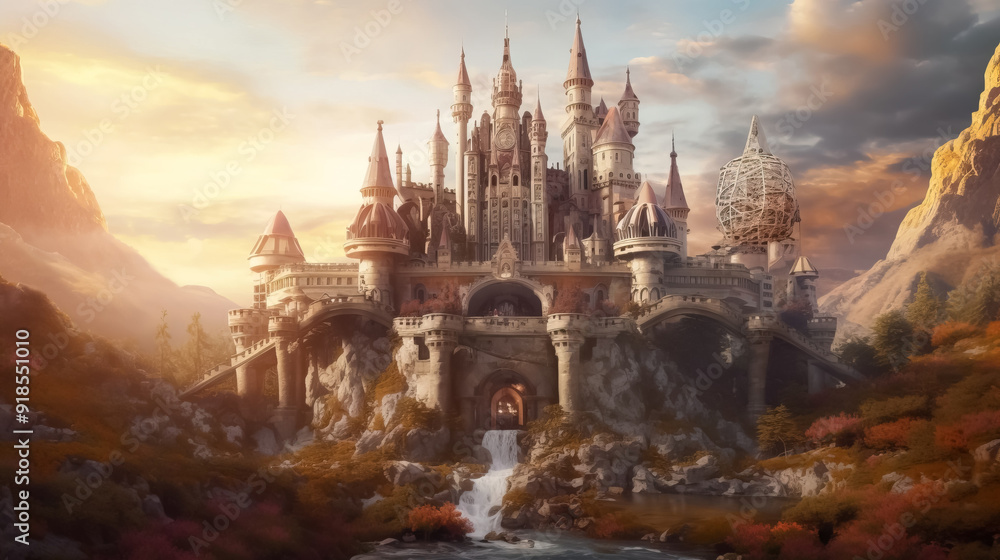 Obraz premium Abandoned castle. surreal mystical fantasy artwork