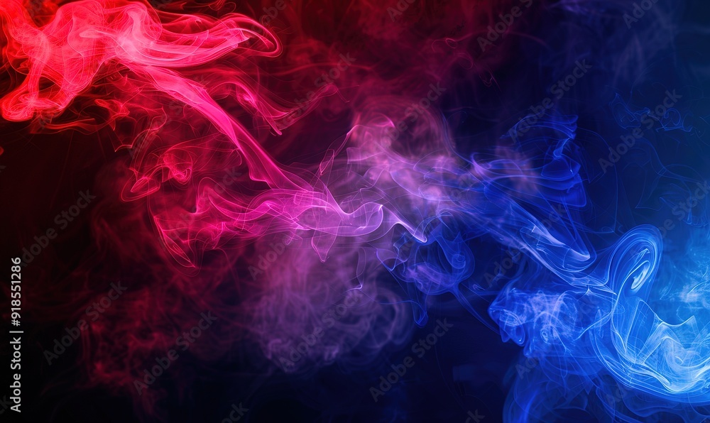 smoke in red and blue light on black background smoke in red and blue light on black background