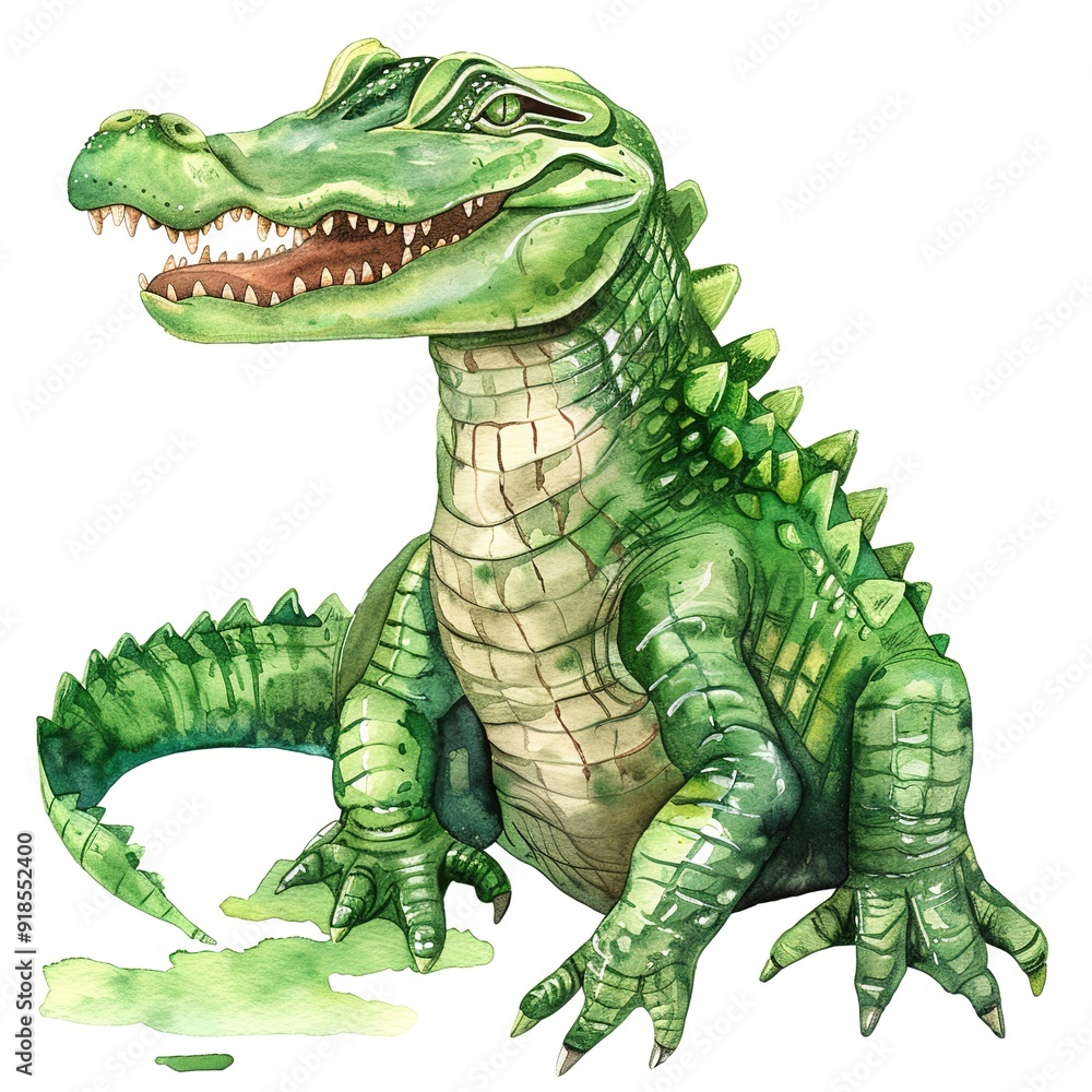 Fototapeta premium Alligator watercolor fantasy animal cartoon isolated whitebackground
