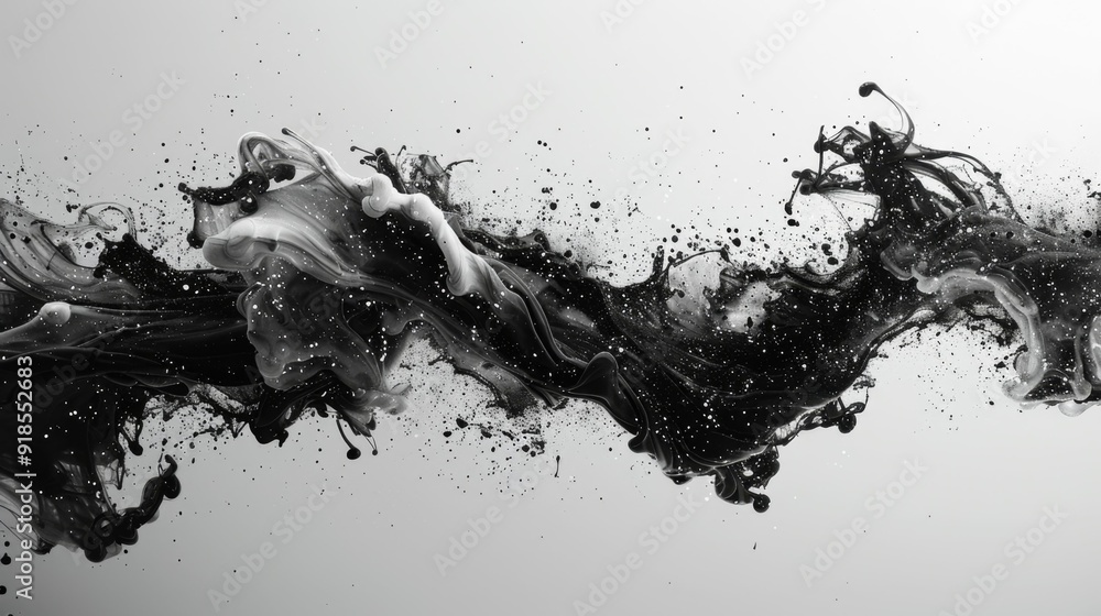 Monochrome abstract ink splash - generative ai Monochrome abstract ink splash - generative ai