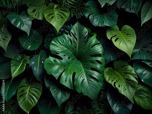 Wallpaper Mural green leaves background Torontodigital.ca