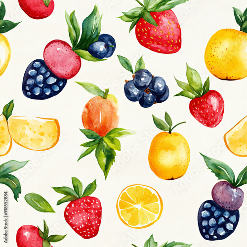 water color of fruits (seamless, repeatable, tile)