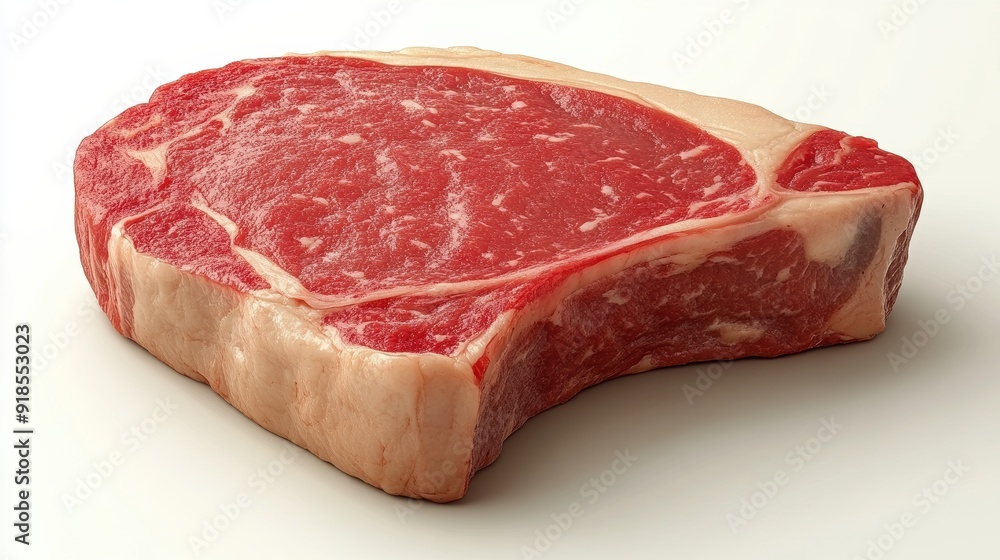 Raw Ribeye Steak on White Background Raw Ribeye Steak on White Background