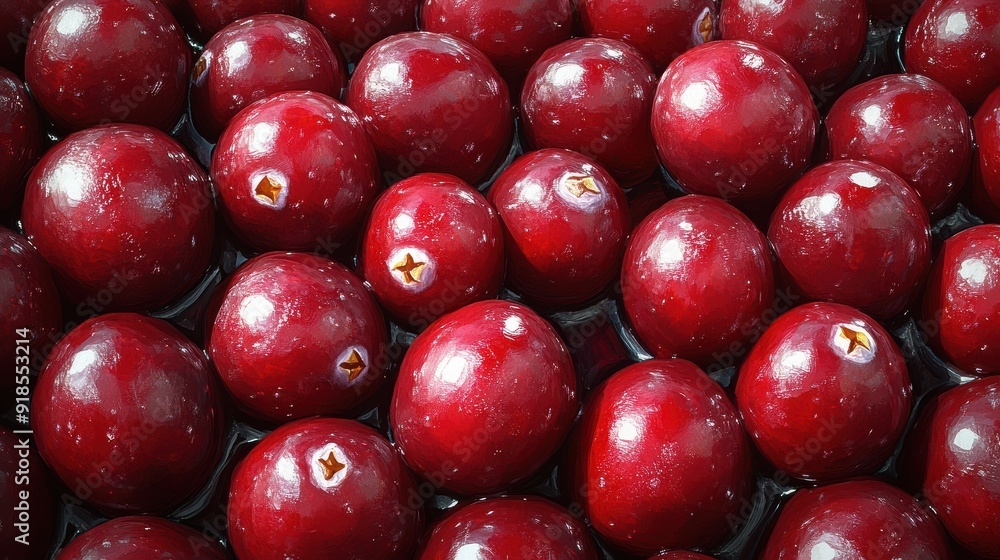 Vibrant Red Cranberries in Shallow Water Vibrant Red Cranberries in Shallow Water