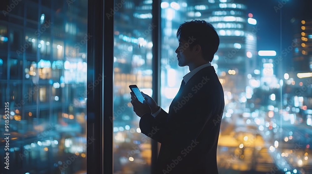 Modern Business Communication. Professional businessman using technology in a modern office building Modern Business Communication. Professional businessman using technology in a modern office building