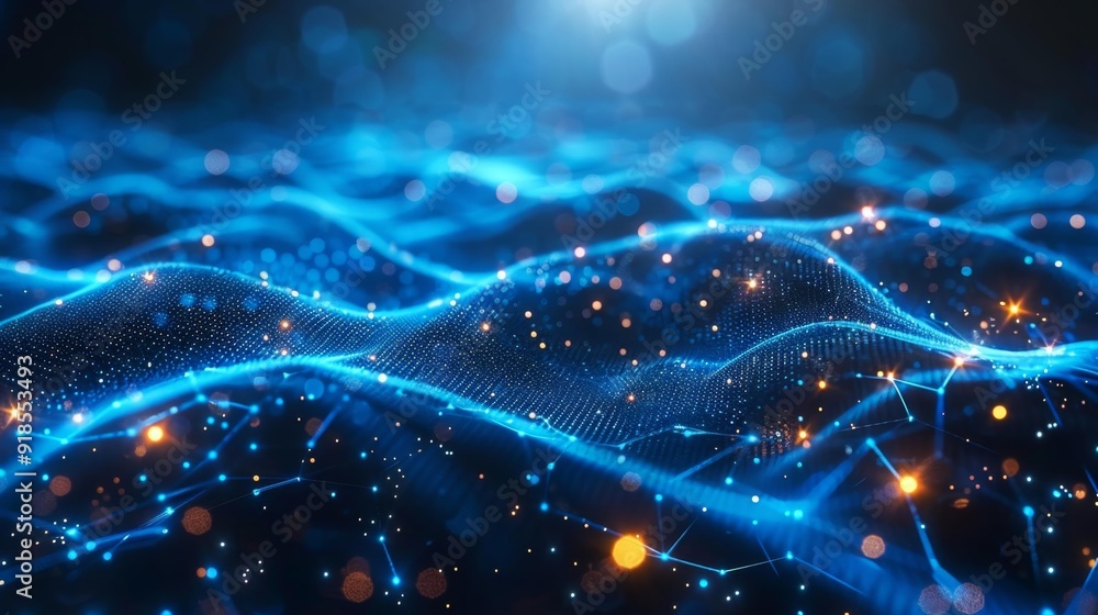 Abstract visualization of data networks and digital waves - generative ai Abstract visualization of data networks and digital waves - generative ai