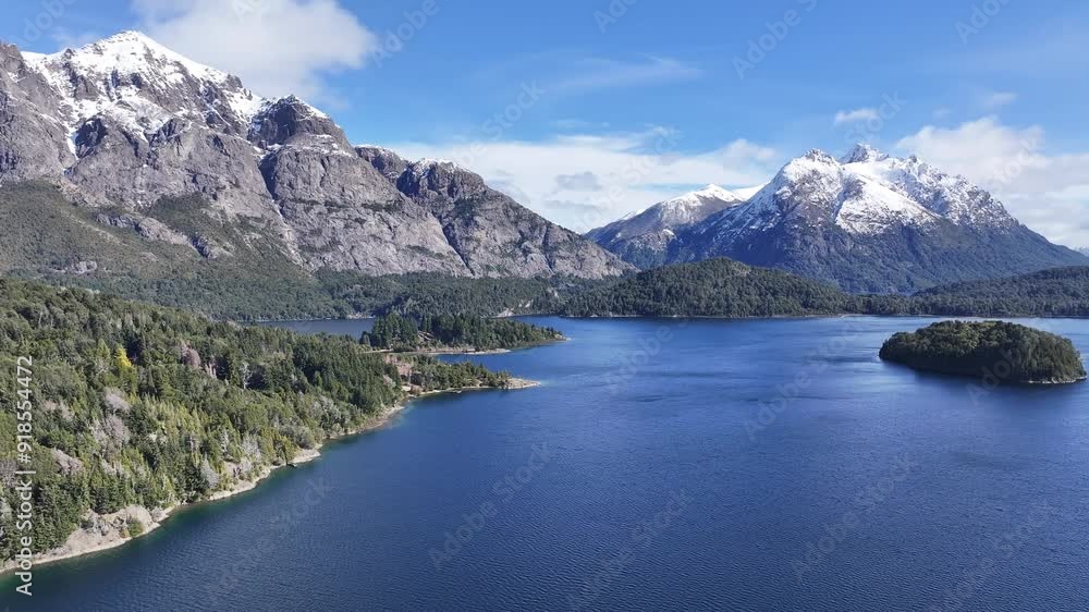 Bariloche Skyline At San Carlos De Bariloche Rio Negro Argentina. Aerial View Of Stunning Beach With Crystal Clear Waters. Outdoor Travel Patagonia Glacier. Snow Covered High Angle View. Bariloche Skyline At San Carlos De Bariloche Rio Negro Argentina. Aerial View Of Stunning Beach With Crystal Clear Waters. Outdoor Travel Patagonia Glacier. Snow Covered High Angle View.