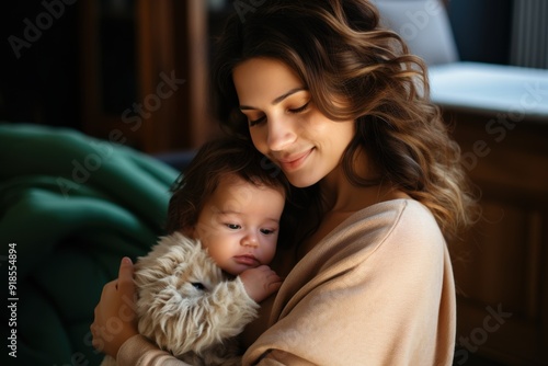 Family, motherhood, parenting, people baby and child care. Happy mother with adorable baby