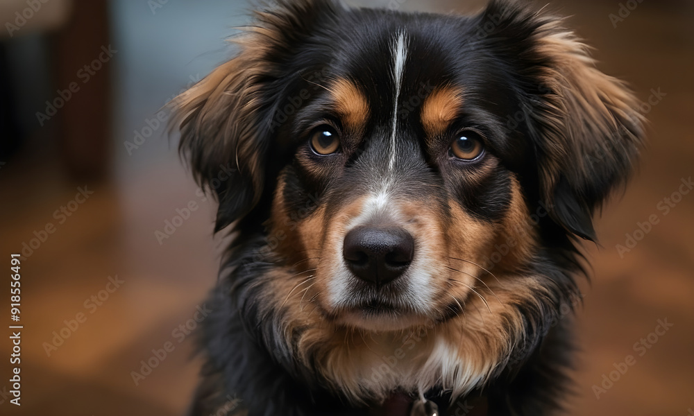 Portrait of adorable black and tan dog looking at camera Portrait of adorable black and tan dog looking at camera