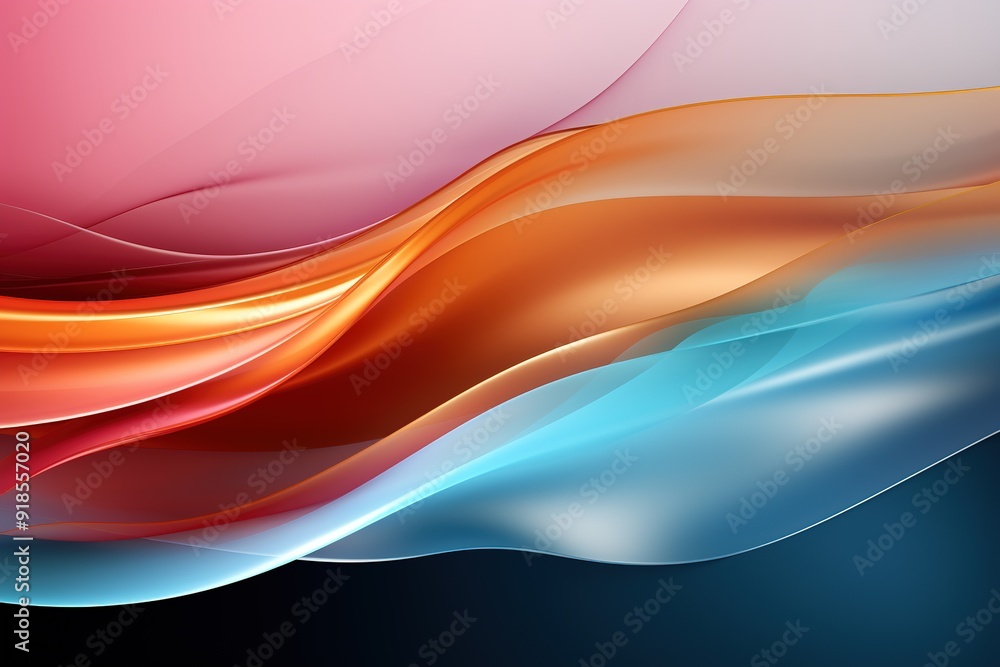 Fototapeta premium Abstract background with flowing colorful waves in pink, orange, blue, and black.
