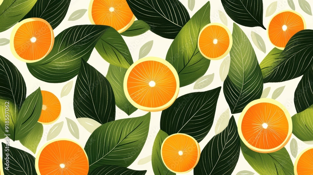 Vibrant Orange and Green Leaf Pattern Design Vibrant Orange and Green Leaf Pattern Design