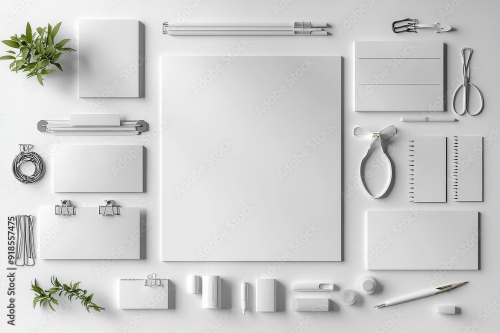 Realistic blank stationery set mockup isolated created with generative ai Realistic blank stationery set mockup isolated created with generative ai