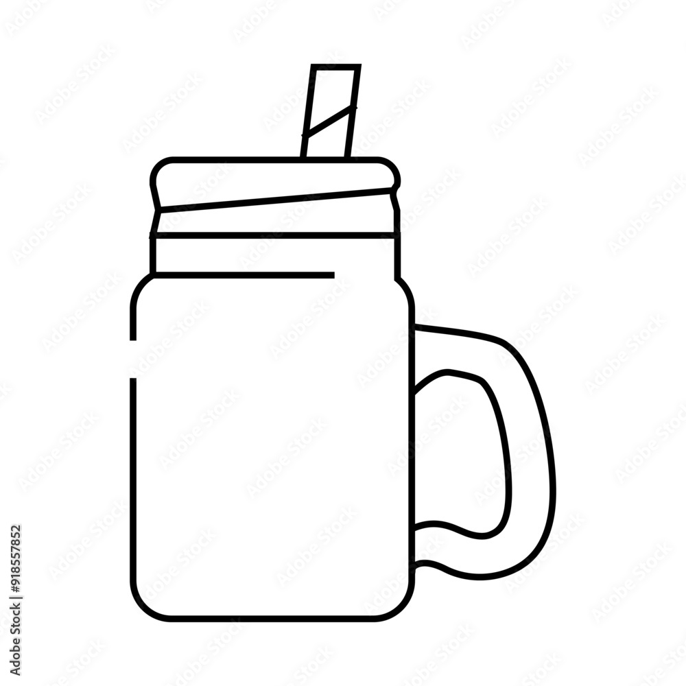 glass with straw and handle line icon vector. glass with straw and handle sign. isolated contour symbol black illustration glass with straw and handle line icon vector. glass with straw and handle sign. isolated contour symbol black illustration