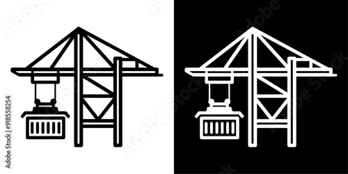 ofvs692 OutlineFilledVectorSign ofvs - container port vector icon . container terminal sign . isolated transparent . outline and filled version . AI 10 / EPS / PNG . g12038
