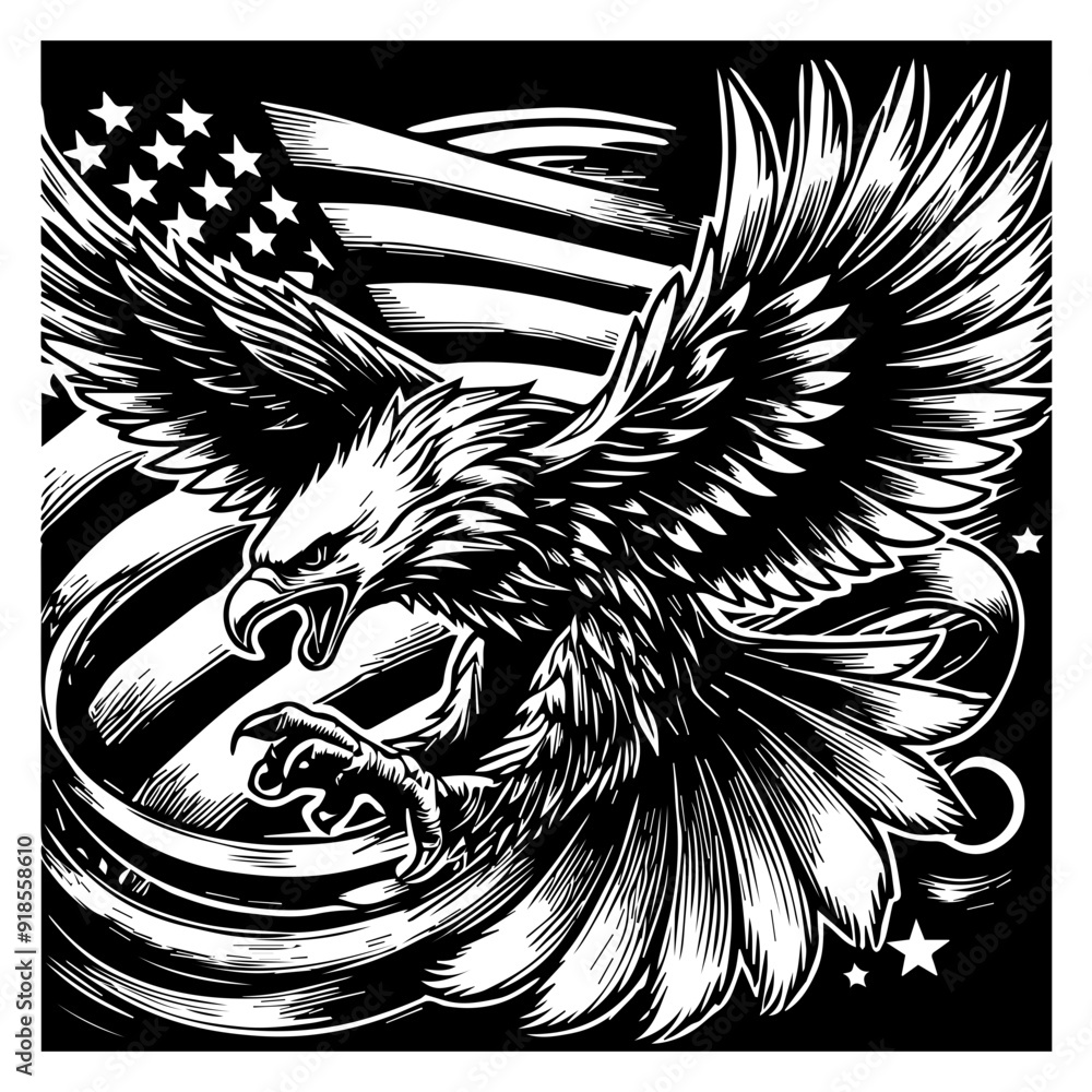 Eagle USA American flag svg png bundle, Eagle with Flag Svg & PNG Files