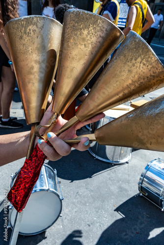  Metal percussion instrument afro brazilian agogo. photo