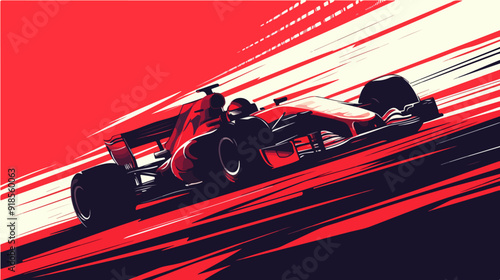 Racing car illustration. Formula one. Motorsport.	