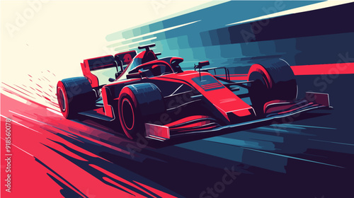 Racing car illustration. Formula one. Motorsport.	