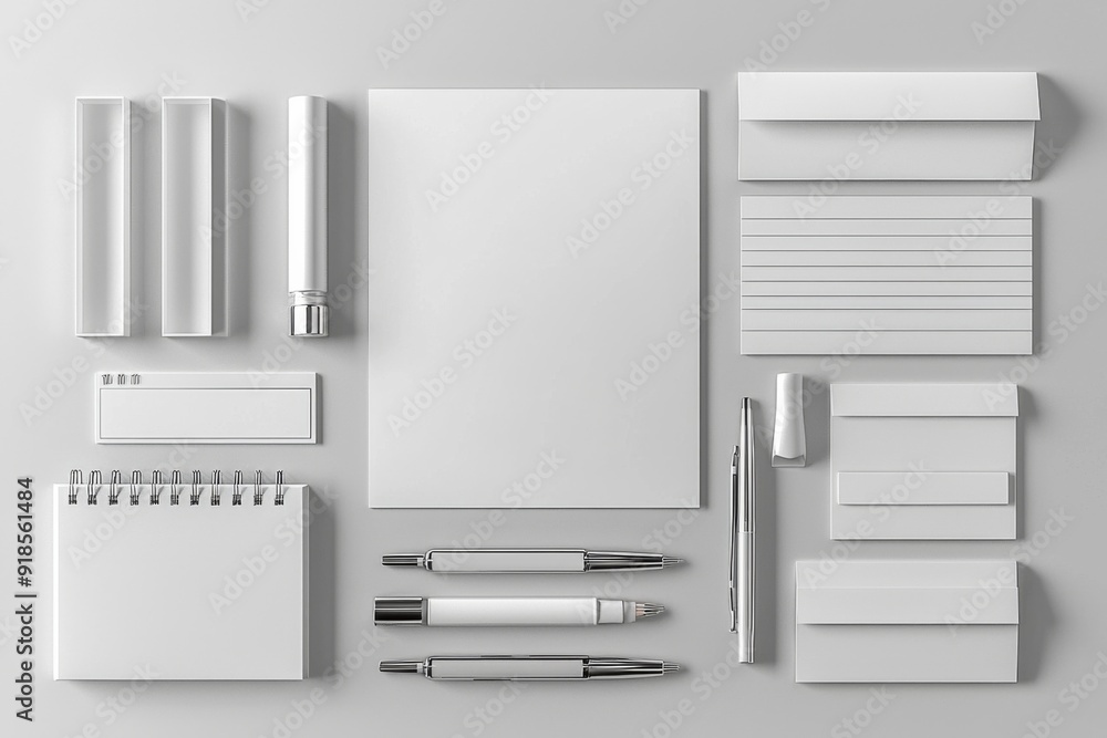 Realistic blank stationery set mockup isolated created with generative ai Realistic blank stationery set mockup isolated created with generative ai