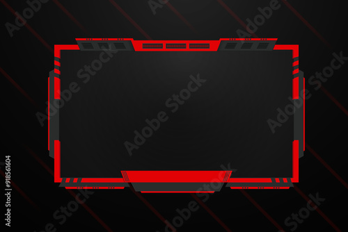 Futuristic Gaming Overlay with Dark Center Facecam Border