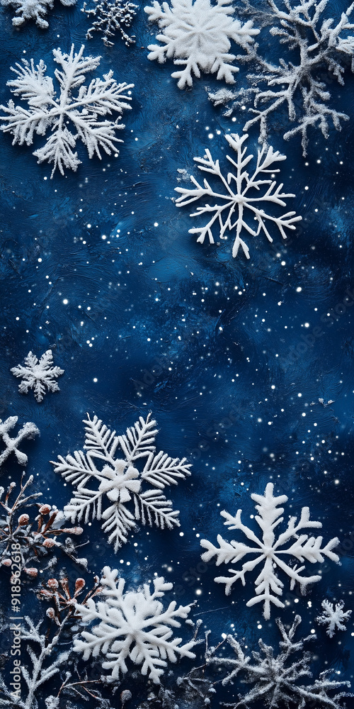 Snow flakes pattern, phone wallpaper - Generative AI Snow flakes pattern, phone wallpaper - Generative AI