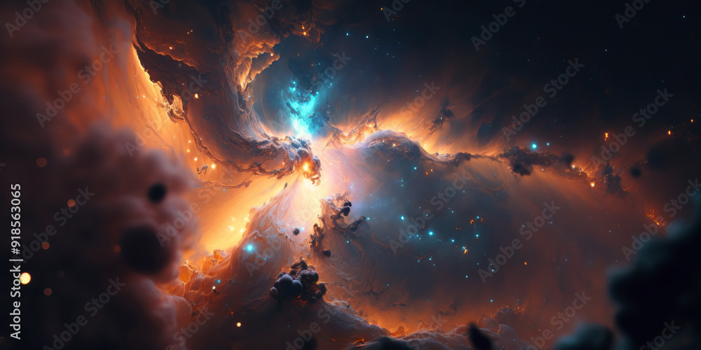 Fototapeta premium Space background with stardust and shining stars. Realistic cosmos and color nebula. Colorful galaxy