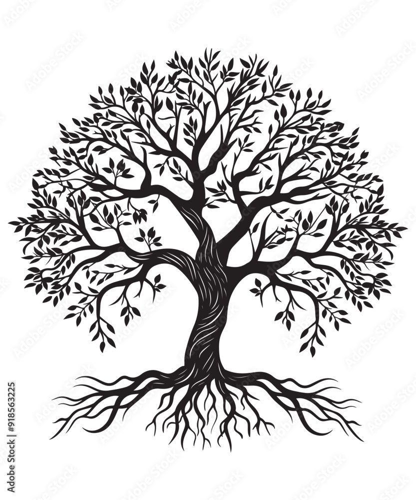 Fototapeta premium Tree silhouette on white background