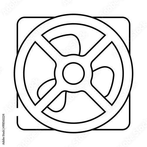 computer fan line icon vector. computer fan sign. isolated contour symbol black illustration