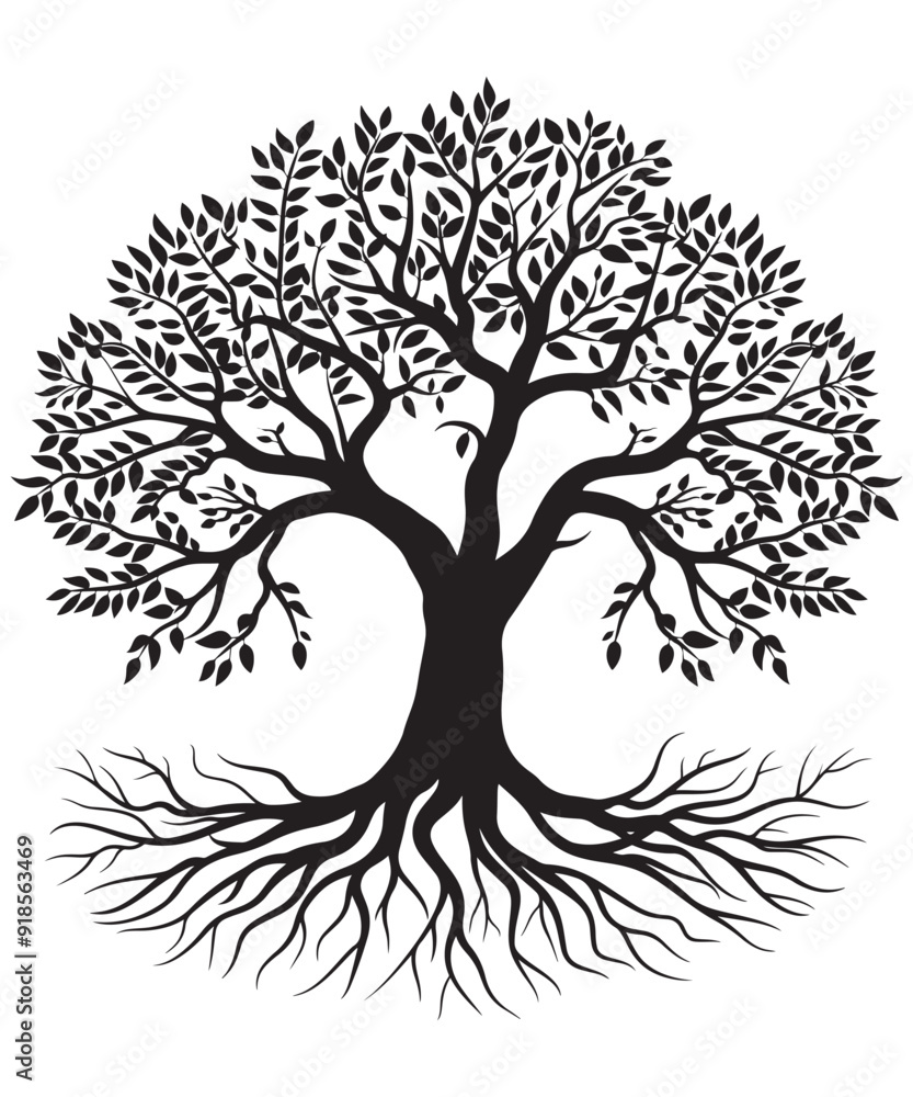 Obraz premium Tree silhouette on white background